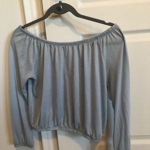 Baby blue off the shoulder shirt
